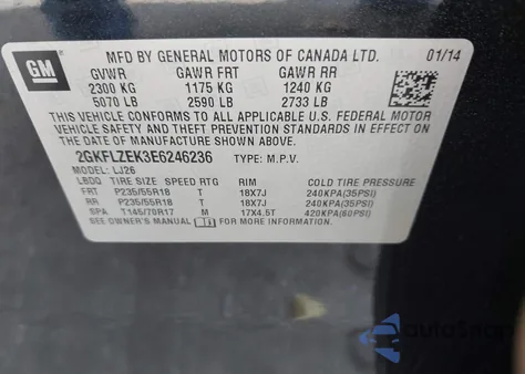 2014 GMC Terrain Denali z USA, uszkodzony, nr VIN 2GKFLZEK3E6246236